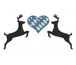 Stickdatei - Bayrisches Herz springende Hirsche